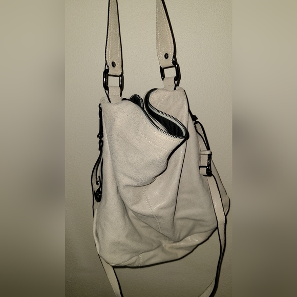 Elliott Lucca Designer Cream Tan Beige Crossbody Purse Handbag - Picture 11 of 11